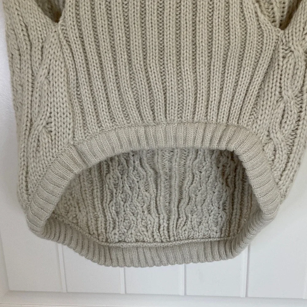 Cozy Cable Knit Turtleneck‎ Dog Sweater Cream Size Large Winter Fisherman